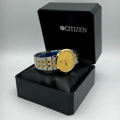 Men's Two-Tone Watch | Gold-Tone Textured Wave Dial | Day-Date Display | Stainless Steel Bracelet | Gift Box Pakistan