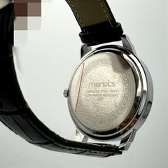Men's Crystal Floral Watch | Sparkling Crystal-Encrusted Dial | Stainless Steel Case | Black Leather Strap | Gift Box Pakistan