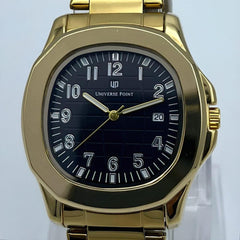 Men's Gold-Tone Quartz Watch | Black Dial Arabic Numerals | Date Display | Stainless Steel Bracelet Pakistan