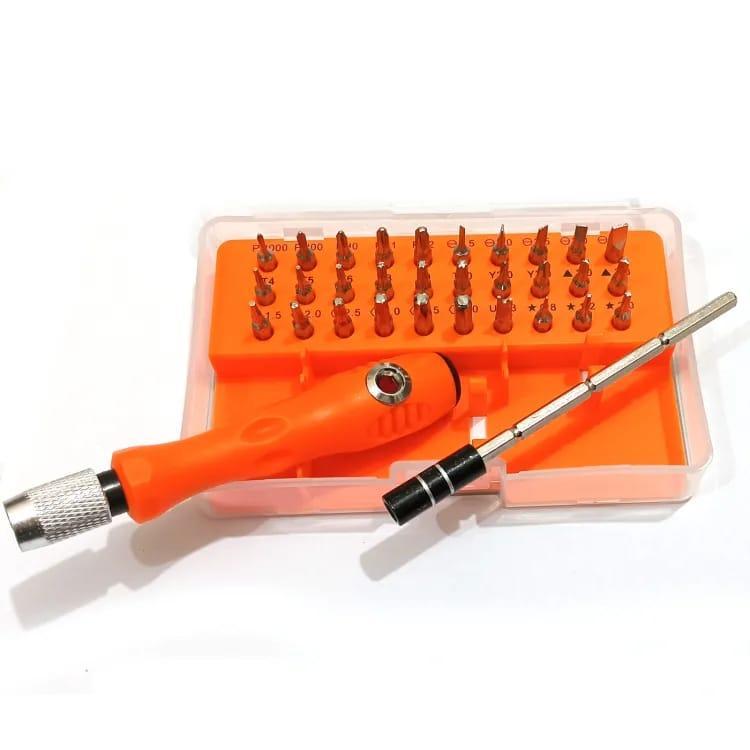 32-in-1 Precision Screwdriver Set with Green Handle – Durable Iron Bits, Ergonomic Grip & Compact Design | Electronics, Furniture & Home Repairs