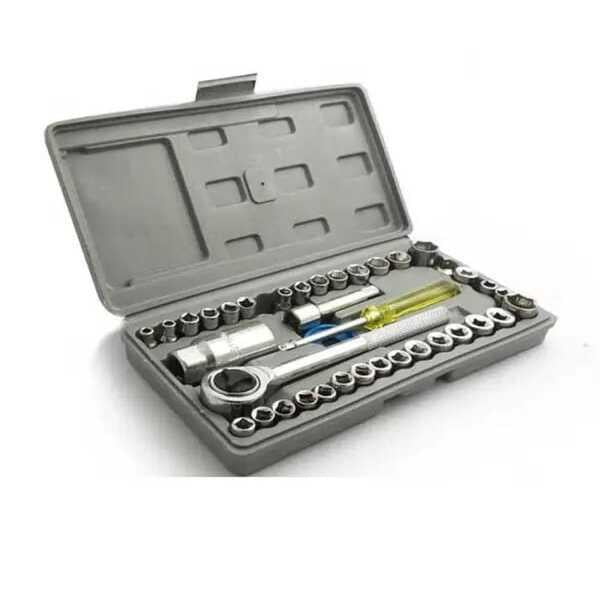 40-Piece Socket Wrench Set – Chrome Vanadium Steel with Metric & Fractional Sizes | Grey Case