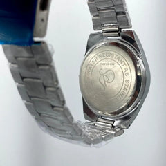Men's Dress Watch | Cream Checkered Dial | Faux Diamond Markers | Silver Stainless Steel Chain | Decorative Sub-Dials Pakistan