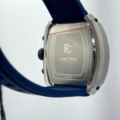 Ferrucci Men's Chronograph Watch | Skeleton Dial | Deep Blue Rubber Strap | Rectangular Case | Pakistan