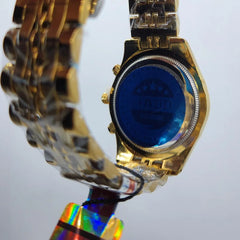 Luxury Gold-Tone Men's Watch | Crystal Embellished Dial | Diamond-Cut Bezel | Quartz Chain Watch Pakistan
