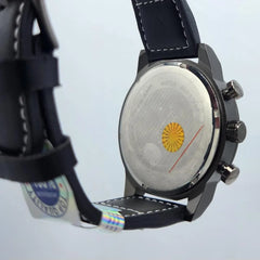 Men's Skeleton Watch | Matte Black Case | Architectural Dial | Date Function | Black Leather Strap Pakistan