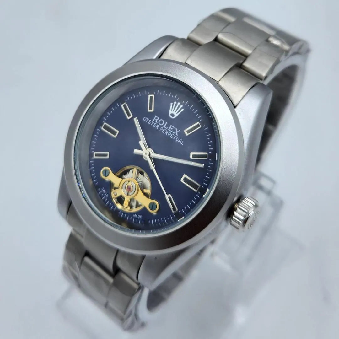 Automatic Self-Winding Men's Watch | Blue Sunray Dial | Open Heart Tourbillon Style | Oyster Bracelet Pakistan