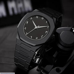 Men's Aluminum Quartz Watch | Black Dial Bold White Numerals | Lightweight Water-Resistant | Daily Wear Pakistan