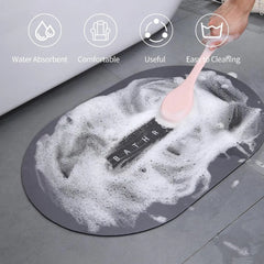 Water Absorbent Bathroom Floor Mat – Non-Slip Quick-Dry Plastic Mat for Bathroom, Kitchen & Entryway | Blue & Black
