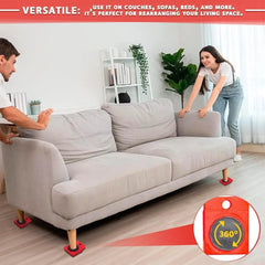 Heavy Duty Portable Furniture Mover Set – Metal Moving Tool for Sofa, Bed & Tables | Red