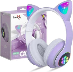 Wireless Cat Ear LED Headphones – Bluetooth, Multicolor Glowing Paw Design for Teens & Young Adults