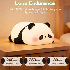 Rechargeable Panda Table Lamp – Cute LED Night Light for Kids & Home Decor | Black & White