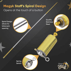 Pocket Magic Telescopic Stick | Button-Activated Spring Wand | Stainless Steel | Kids Magic Prop & Party Toy