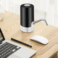 Electric Water Dispenser Pump for Water Bottles – Touch-Sensitive LED Button | Portable USB Rechargeable Water Pump for Home, Office & Outdoor Use (White & Black)