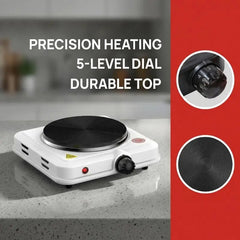 Portable Electric Stove Cooktop Burner 500W/1000W – 5 Power Levels | Countertop Single Burner for Tea, Coffee, Cooking & More | Stainless Steel Multifunction Hot Plate
