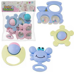 Baby Rattles Toy Set | 4-Piece Easy-Grip Sensory Rattles | Soft Pastel Colors | Newborn & Infant Toy