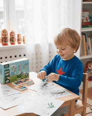 DIY Finger Painting Art Kit | 12 Color Ink Pads & 16 Picture Cards | Ages 3+ | Kids Creative Art & Craft