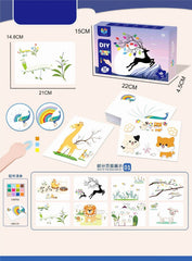 DIY Finger Painting Art Kit – Animal Edition | 12 Color Ink Pads & 16 Animal Cards | Ages 3+ | Kids Art & Craft