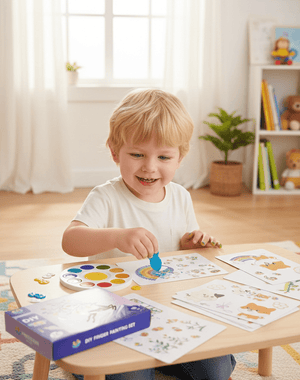 DIY Finger Painting Art Kit – Animal Edition | 12 Color Ink Pads & 16 Animal Cards | Ages 3+ | Kids Art & Craft