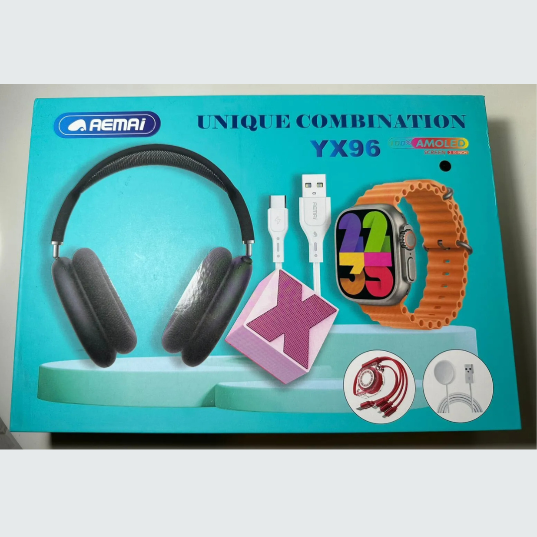AEMAI YX96 Technological Combo – Headphones + Smartwatch + Charging Cables
