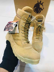 Men's Beige Formal Jump Boots — Synthetic Leather with Lace-Up Design