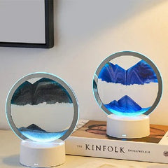LED Round Flowing Sand Art Lamp | Dynamic Sand Landscape Display | Ambient Glow | Home & Office Décor