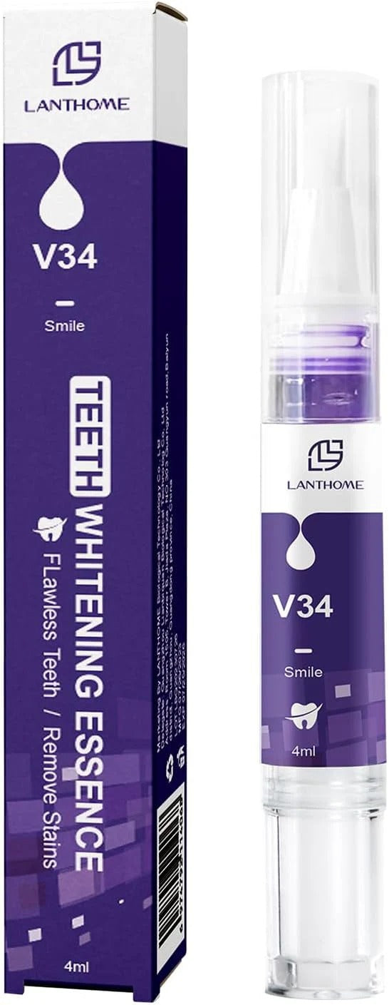 LANTHOME V34 Teeth Whitening Pen 4ml – Purple Colour Corrector | Removes Stains & Brightens Yellow Teeth
