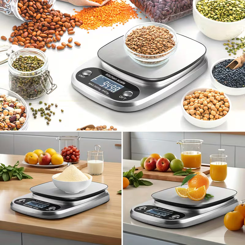 1pc 10kg Large Capacity, Accurate to 1g/5kg Capacity, Accurate to 0.1g Electronic Kitchen Scale, Suitable for Baking, Food Weighing | One-Touch Reset, Unit Switch, LCD Display, Auto-Off Feature, Battery Operated (AAA Not Included)