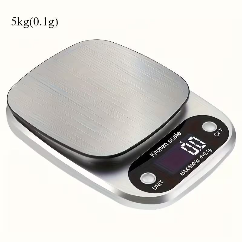 1pc 10kg Large Capacity, Accurate to 1g/5kg Capacity, Accurate to 0.1g Electronic Kitchen Scale, Suitable for Baking, Food Weighing | One-Touch Reset, Unit Switch, LCD Display, Auto-Off Feature, Battery Operated (AAA Not Included)