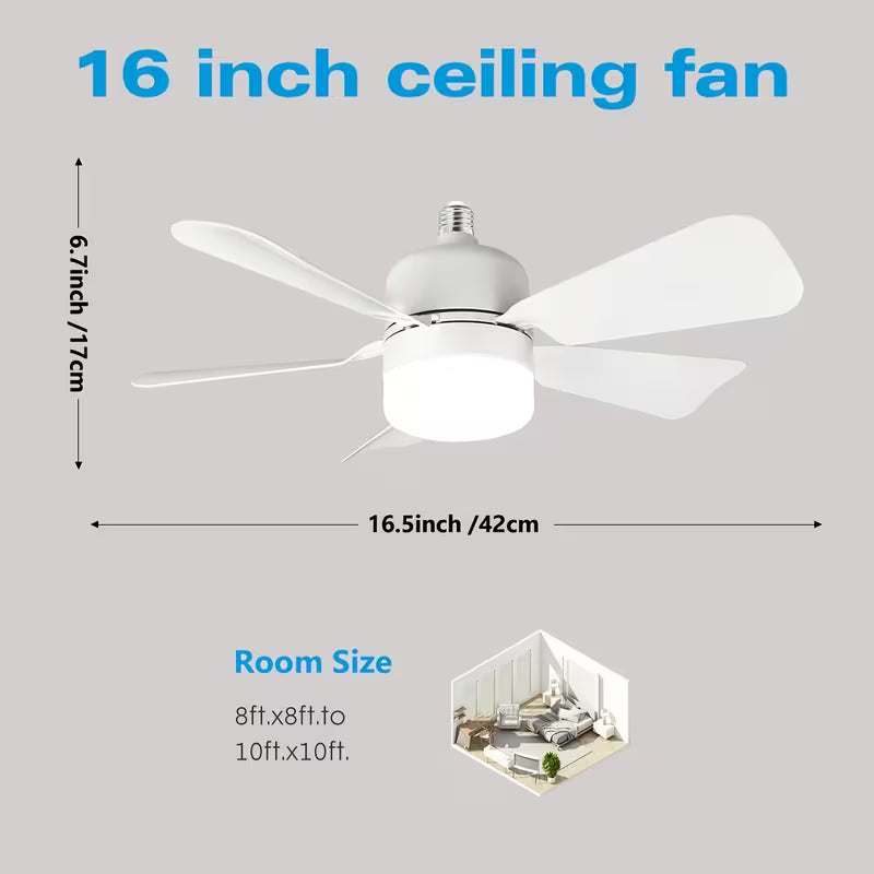 Small Socket Fan Light with Remote Control