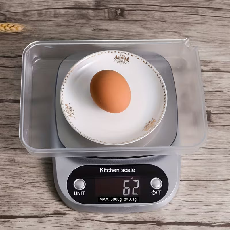 1pc 10kg Large Capacity, Accurate to 1g/5kg Capacity, Accurate to 0.1g Electronic Kitchen Scale, Suitable for Baking, Food Weighing | One-Touch Reset, Unit Switch, LCD Display, Auto-Off Feature, Battery Operated (AAA Not Included)