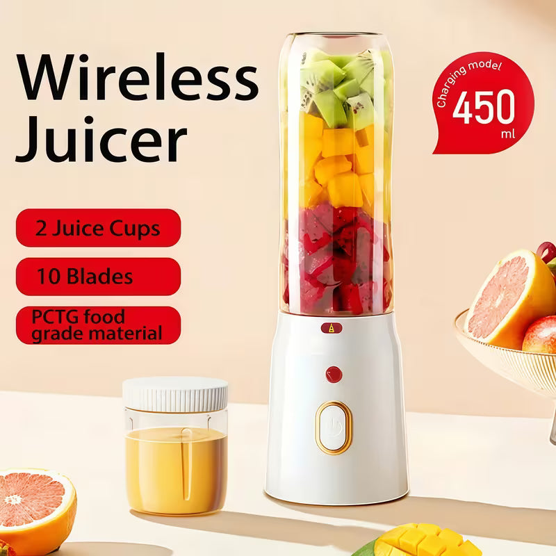 Electric Juicer And Portable Juice Cup Combo - a Portable USB Rechargeable Blender, Manual Juicer for Smoothies, Juices, And Milkshakes, Multifunctional Dual Cup Set, Perfect for Home, Gym, Students, Dorms, Offices, And Outdoor Use