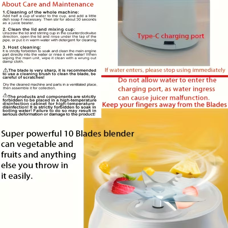 Electric Juicer And Portable Juice Cup Combo - a Portable USB Rechargeable Blender, Manual Juicer for Smoothies, Juices, And Milkshakes, Multifunctional Dual Cup Set, Perfect for Home, Gym, Students, Dorms, Offices, And Outdoor Use