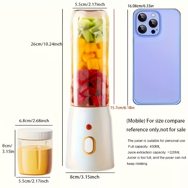 Electric Juicer And Portable Juice Cup Combo - a Portable USB Rechargeable Blender, Manual Juicer for Smoothies, Juices, And Milkshakes, Multifunctional Dual Cup Set, Perfect for Home, Gym, Students, Dorms, Offices, And Outdoor Use