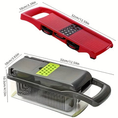 Multi-Function Vegetable Cutter Set – 16-Piece ABS Plastic Grater, Slicer & Peeler Kit | Green & Grey