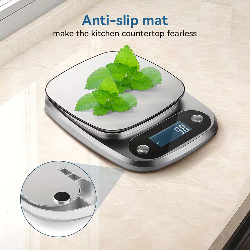 1pc 10kg Large Capacity, Accurate to 1g/5kg Capacity, Accurate to 0.1g Electronic Kitchen Scale, Suitable for Baking, Food Weighing | One-Touch Reset, Unit Switch, LCD Display, Auto-Off Feature, Battery Operated (AAA Not Included)