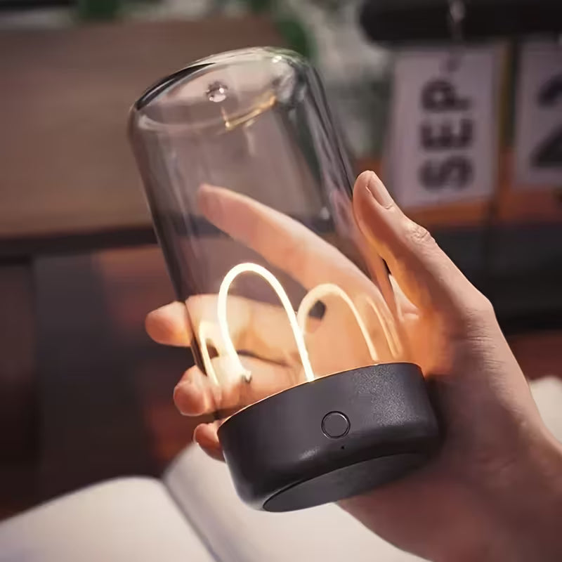 Portable LED Light with Magnetic Attachment + USB Charging, Adjustable Brightness, Eye-Friendly, Transparent Minimalist Design for Bedroom, Desk, Camping Lighting, Holiday Gift