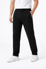 Classic Black Zipper Track Pants – Straight-Leg Sweatpants with Zip Pockets