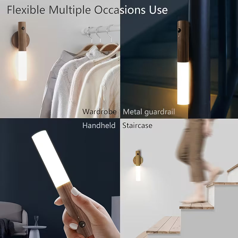 Motion Sensor Night Light, Magnetic Wall Light, USB Rechargeable LED Light, Christmas Decoration Light, for Indoor Wooden Wall Lamp Wardrobe Light, Corridor Stairs