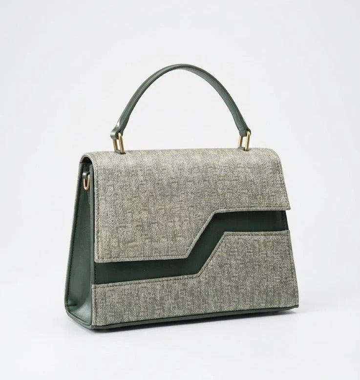 Elegant Textured Flap Handbag for Women – Geometric Top Handle Bag