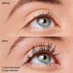 Essence I Love Extreme Crazy Volume Mascara | Bold Black Volumizing Mascara with Fiber Brush