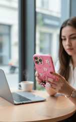 3D Cat Paw Daisy Phone Case Soft Silicone with Floral & Bow Design