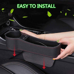 Universal Car Seat Gap Organizer with Cup Holder | Leather-Finish Storage
