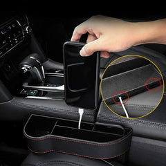 Universal Car Seat Gap Organizer with Cup Holder | Leather-Finish Storage