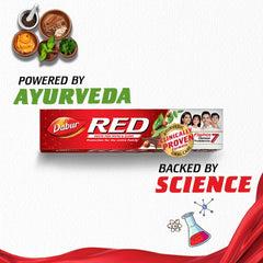 Dabur Red Ayurvedic Toothpaste – Fights 7 Dental Problems | Clinically Proven Herbal Formula | 100g & 200g | Family Pack