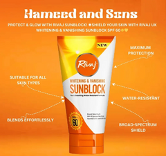 Rivaj Whitening & Vanishing Sunblock SPF 60 | Lightweight UVA/UVB Protection for Face & Body