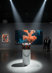 Autumn Plaid Fabric Handbag | Structured Tote with Faux Leather Accents & Detachable Strap