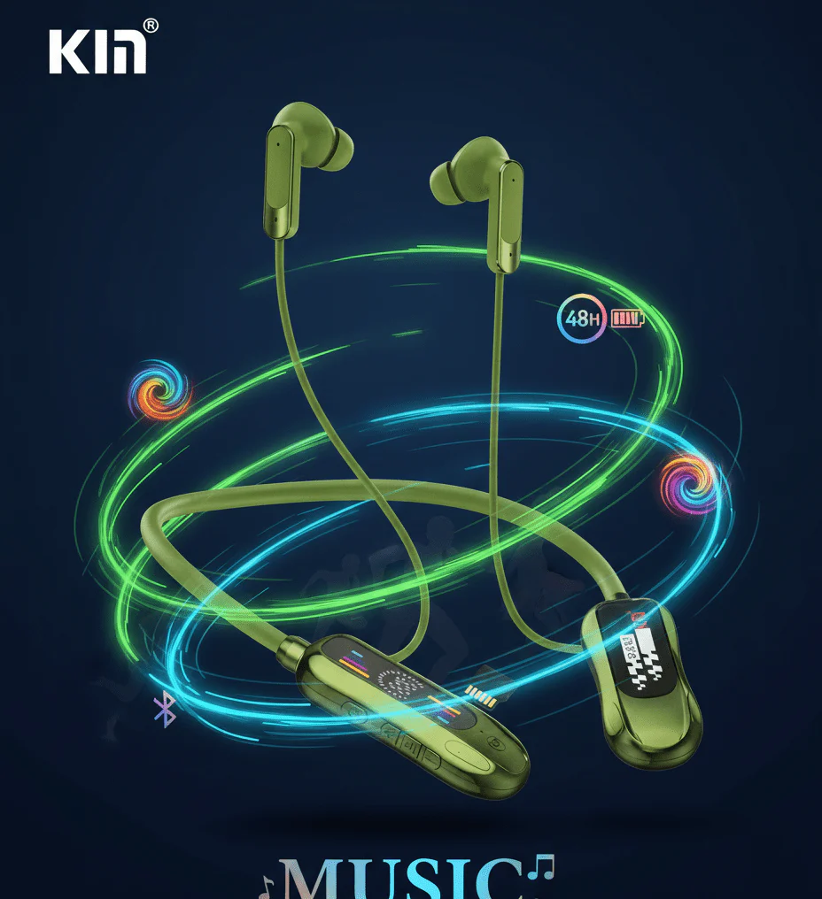 KIN KL-98 Rear-Mounted Bluetooth Neckband Headset – 48H Battery & Dual ...