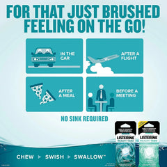 Listerine Ready! Tabs Chewable Mouthwash Tablets – Clean Mint | 8 Tablets | Alcohol-Free, Sugar-Free | No Water Needed
