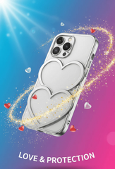 Luxury Double Heart Glitter iPhone Case | Reflective Transparent Back Cover