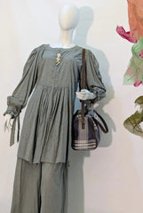 Textured Co-Ord Set – Long Tunic & Wide-Leg Pants for Women